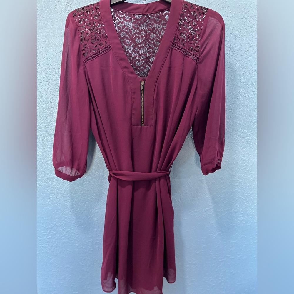 BCX burgundy dress with lace